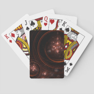Crimson Starlight Orbits Abstract Cosmic Art Poker Cards