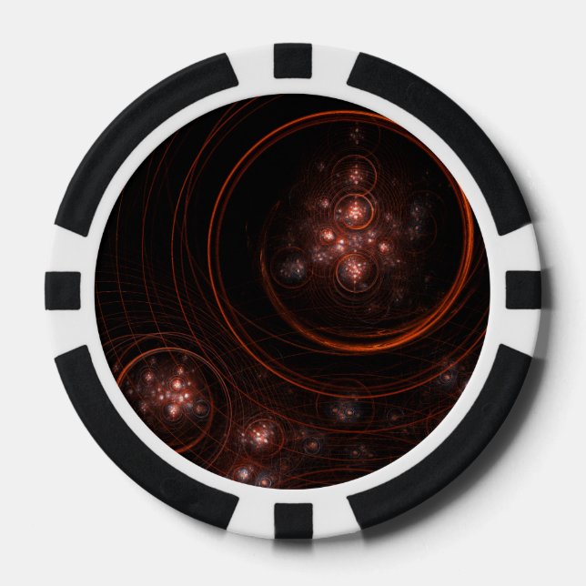 Crimson Starlight Orbits Abstract Cosmic Art Poker Chips (Front)