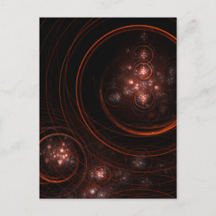 Crimson Starlight Orbits Abstract Cosmic Art Postcard