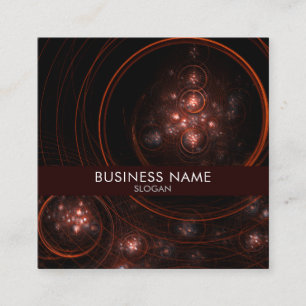 Crimson Starlight Orbits Abstract Cosmic Art Square Business Card