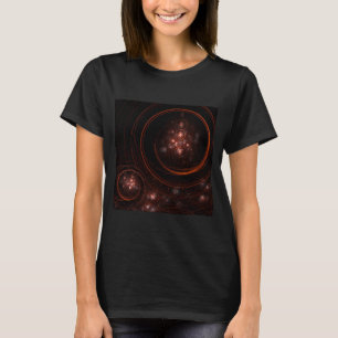 Crimson Starlight Orbits Abstract Cosmic Art T-Shirt