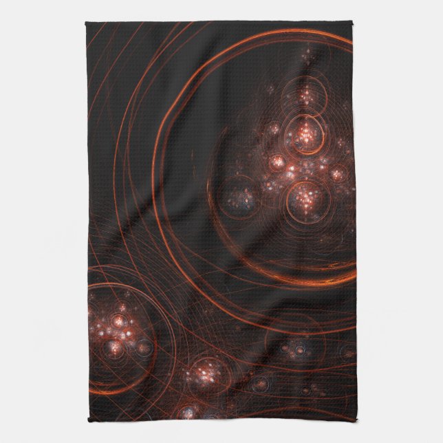 Crimson Starlight Orbits Abstract Cosmic Art Towel (Vertical)