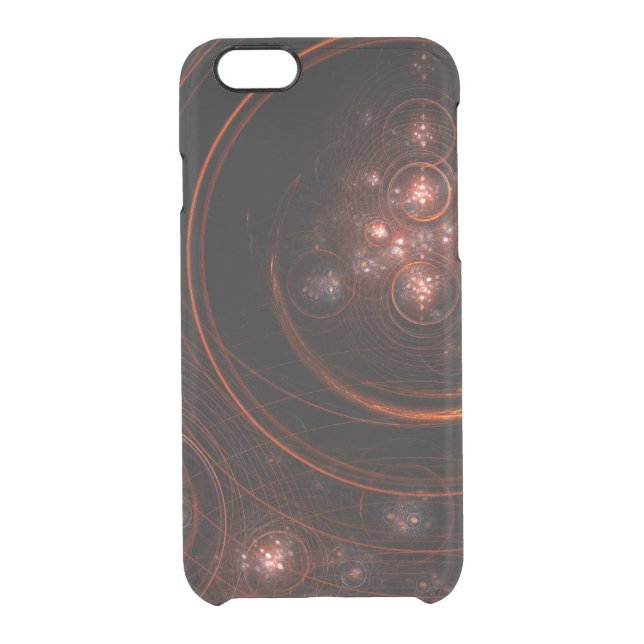 Crimson Starlight Orbits Abstract Cosmic Art Uncommon iPhone Case (Back)