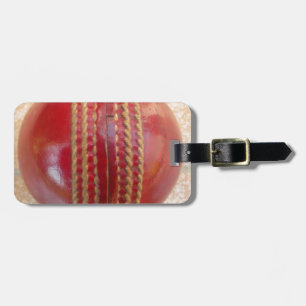 Crimson Stitch Focus: Close-Up of Cricket's Heart Luggage Tag