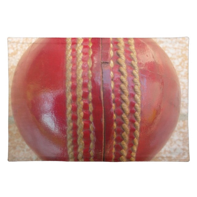 Crimson Stitch Focus: Close-Up of Cricket's Heart Placemat (Front)