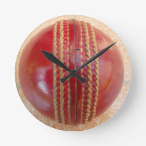 Crimson Stitch Focus: Close-Up of Cricket's Heart Round Clock