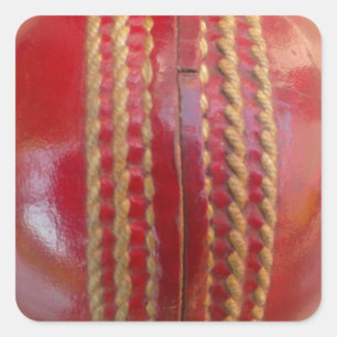 Crimson Stitch Focus: Close-Up of Cricket's Heart Square Sticker