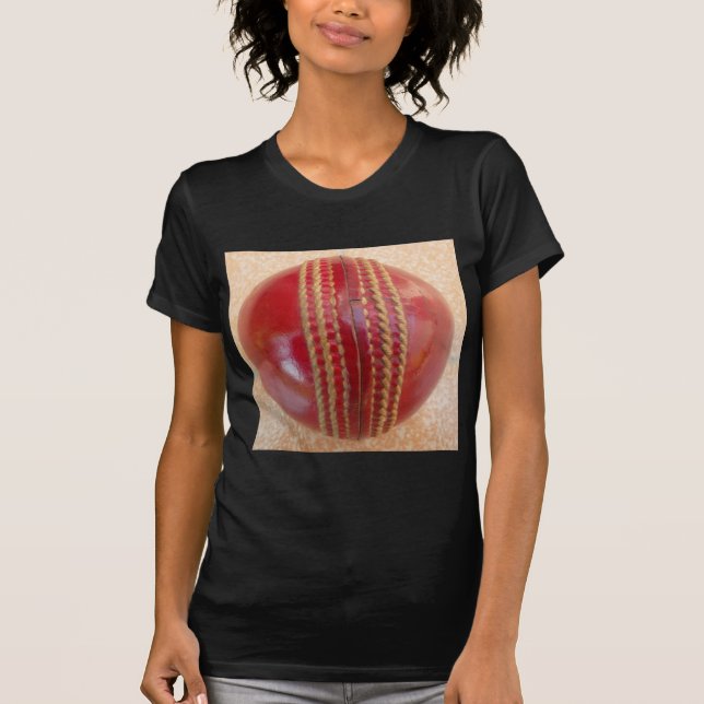 Crimson Stitch Focus: Close-Up of Cricket's Heart T-Shirt (Front)