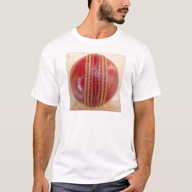 Crimson Stitch Focus: Close-Up of Cricket's Heart T-Shirt (Front)