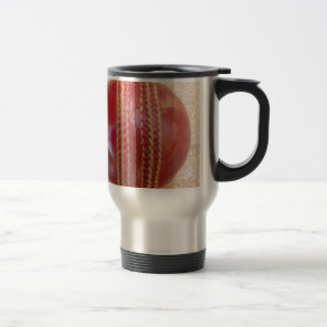 Crimson Stitch Focus: Close-Up of Cricket's Heart Travel Mug