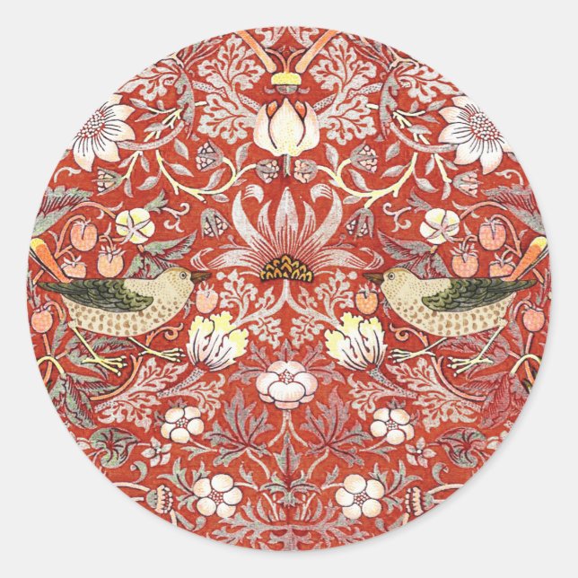 Crimson Strawberry Thief Stickers (Front)