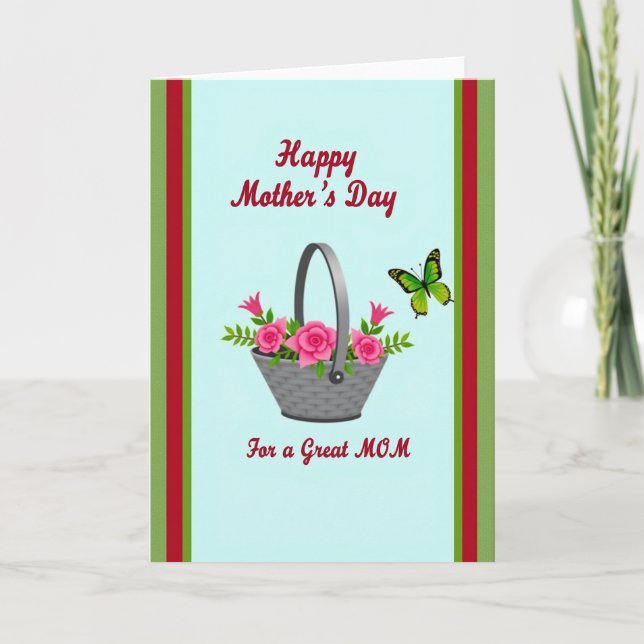 Crimson Stripe Mothers Day Card (Front)