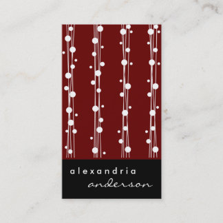 Crimson Stylish Dots and Straw Business Cards