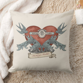 Crimson Submarine Silver Dolphin Throw Pillow