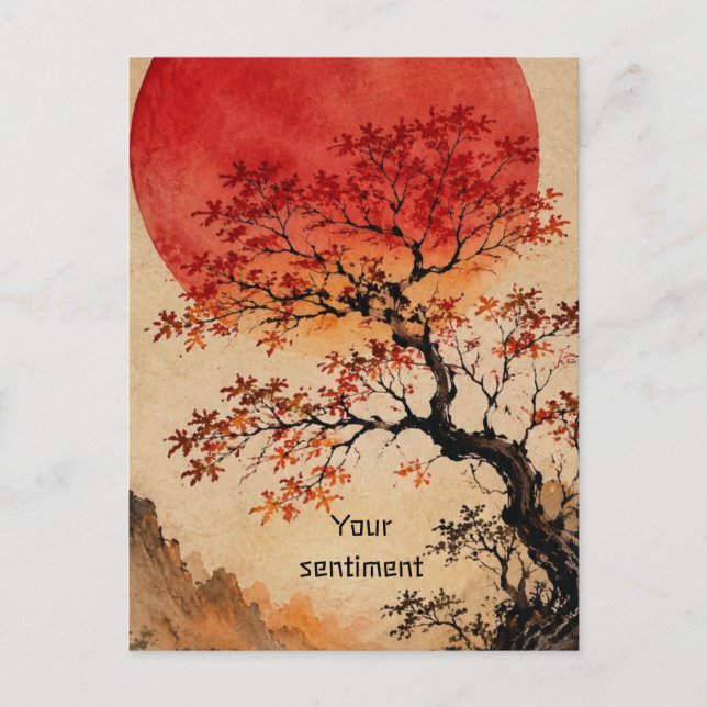 Crimson sun over Tree of Life Postcard (Front)