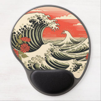 Crimson Sunset Waves Gel Mouse Pad