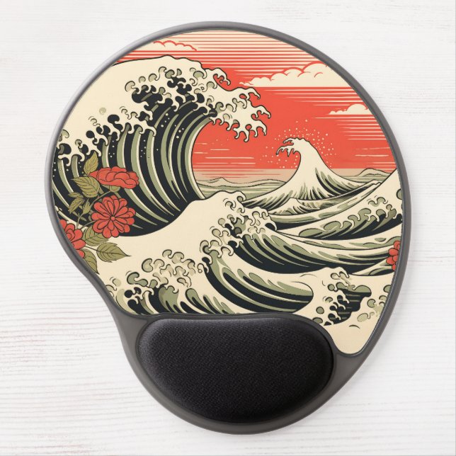 Crimson Sunset Waves  Gel Mouse Pad (Front)