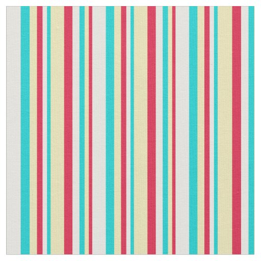 Crimson, Tan, Dark Turquoise & Light Cyan Lines Fabric