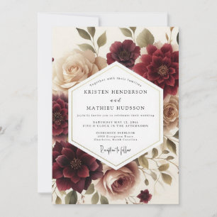 Crimson Tawny Vignette Wedding Invitation