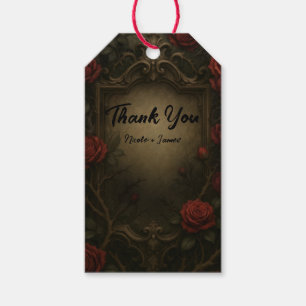 Crimson Thorn Red Roses Gothic Baroque Wedding Gift Tags