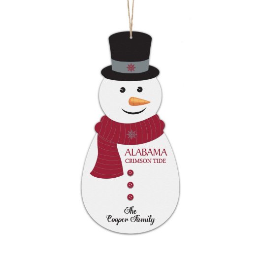 Crimson Tide Small Snowman Christmas Ornament (Front)