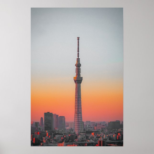 Crimson Tower: Tokyo Skytree at Dusk Poster (Front)