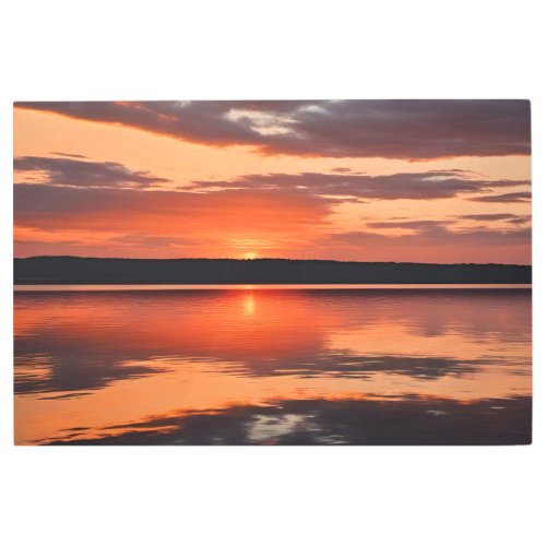 Crimson Tranquility A Mirror of Sunsets Embrace Metal Print