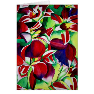 Crimson tropical Singapore Orchids flower art Cards
