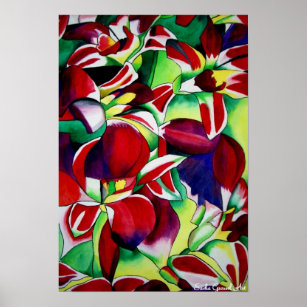 Crimson tropical Singapore Orchids flower art Poster