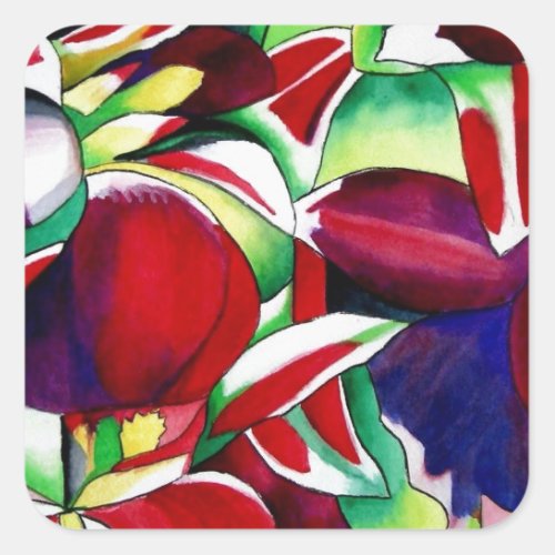 Crimson tropical Singapore Orchids flower art Square Sticker