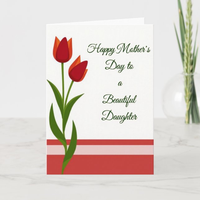 Crimson Tulip Moms Day Card (Front)
