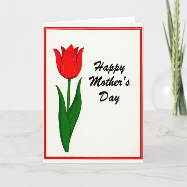 Crimson Tulip Mothers Day Card (Front)