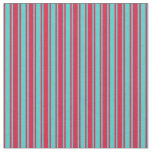 [ Thumbnail: Crimson & Turquoise Colored Striped Pattern Fabric ]