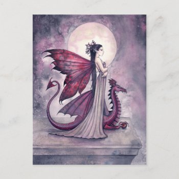 Crimson Twilight Fairy Dragon Postcard by robmolily at Zazzle