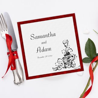 Crimson Velvet and Black Flourish Wedding