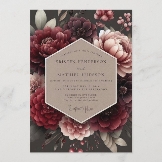 Crimson Velvet Wedding Invitation (Front)