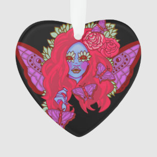 Crimson Violet Butterfly Fairy Ornament