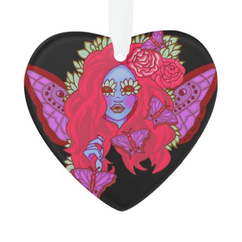 Crimson Violet Butterfly Fairy Ornament