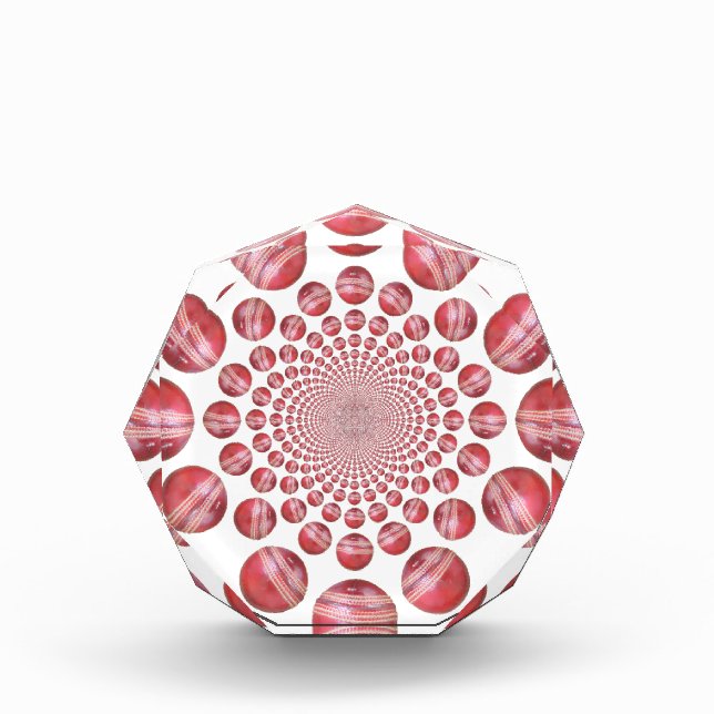 Crimson Vortex: Beautiful Red Cricket Ball Art Award (Front)