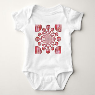 Crimson Vortex: Beautiful Red Cricket Ball Art Baby Bodysuit