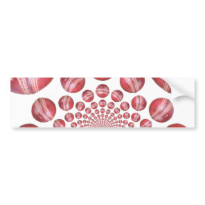 Crimson Vortex: Beautiful Red Cricket Ball Art Bumper Sticker