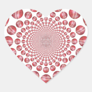 Crimson Vortex: Beautiful Red Cricket Ball Art Heart Sticker