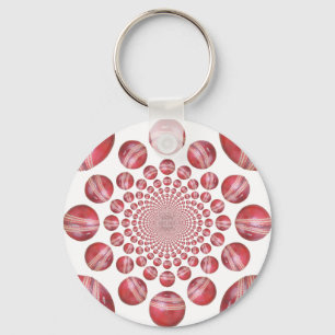 Crimson Vortex: Beautiful Red Cricket Ball Art Keychain