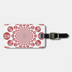 Crimson Vortex: Beautiful Red Cricket Ball Art Luggage Tag