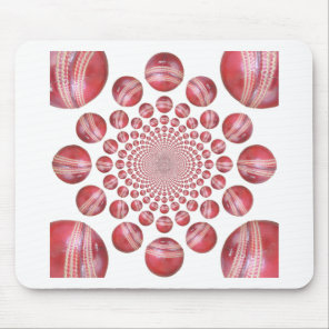 Crimson Vortex: Beautiful Red Cricket Ball Art Mouse Pad