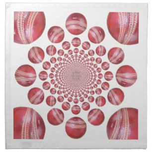 Crimson Vortex: Beautiful Red Cricket Ball Art Napkin