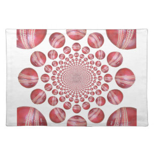 Crimson Vortex: Beautiful Red Cricket Ball Art Placemat