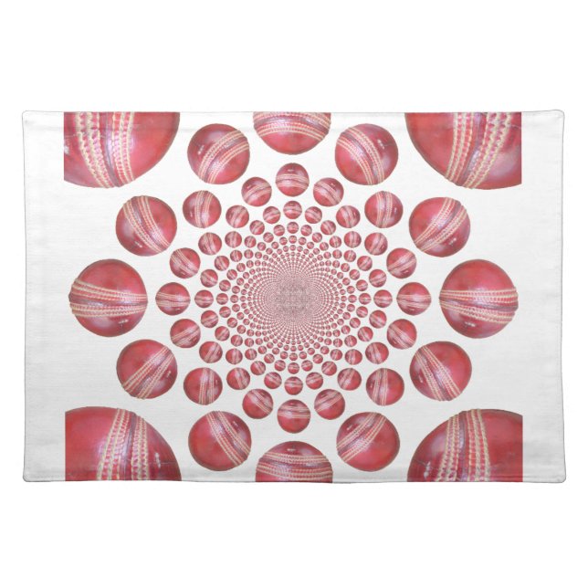 Crimson Vortex: Beautiful Red Cricket Ball Art Placemat (Front)