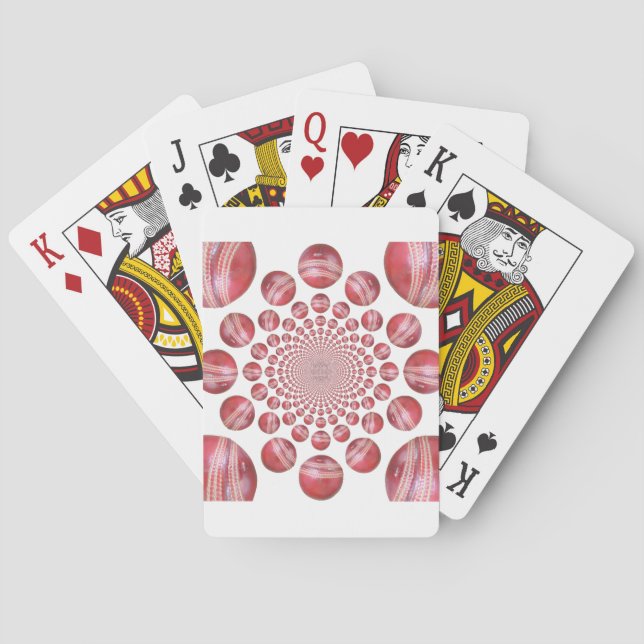 Crimson Vortex: Beautiful Red Cricket Ball Art Poker Cards (Back)