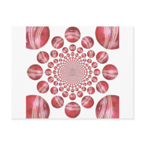 Crimson Vortex: Beautiful Red Cricket Ball Art Postcard